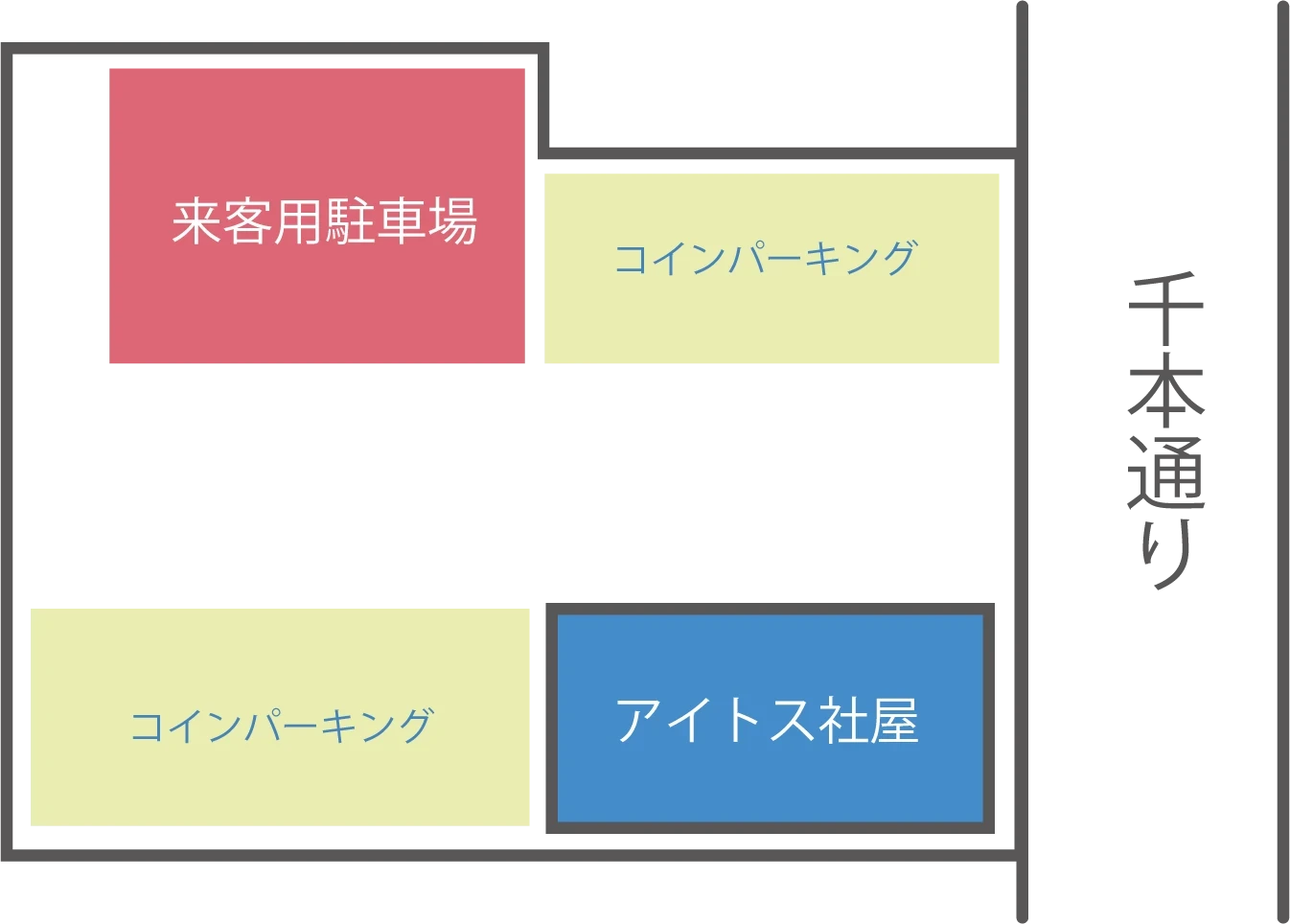 駐車場全体像｜アクセス｜みんなを笑顔にする会社｜有限会社アイトス｜不動産｜介護施設紹介｜福祉施設開業｜空き家・空き地活用